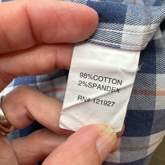 Johnnie O Swain Plaid Oxford Shirt Wake Blue White Small JMWL4560 VGUC - Picture 9 of 9